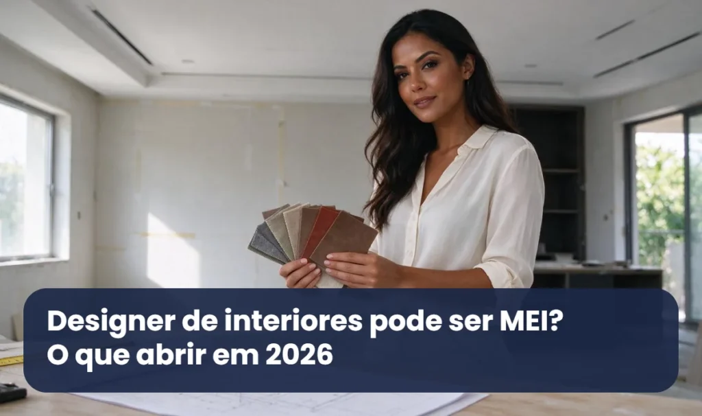 Designer de interiores segura amostras de tecido em ambiente em reforma, com planta e trena sobre a mesa